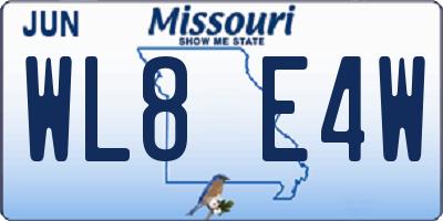 MO license plate WL8E4W