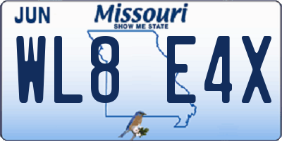 MO license plate WL8E4X