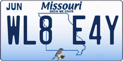 MO license plate WL8E4Y