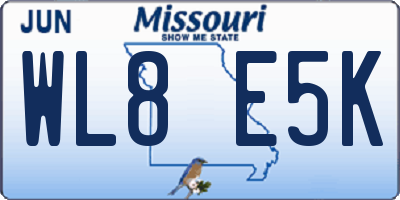 MO license plate WL8E5K