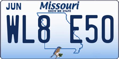 MO license plate WL8E5O