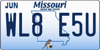 MO license plate WL8E5U