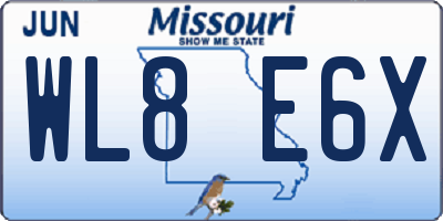 MO license plate WL8E6X