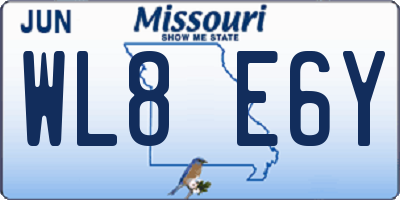 MO license plate WL8E6Y