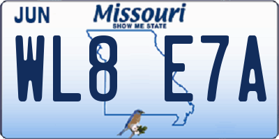 MO license plate WL8E7A
