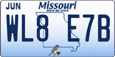 MO license plate WL8E7B