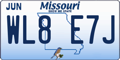 MO license plate WL8E7J