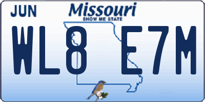 MO license plate WL8E7M