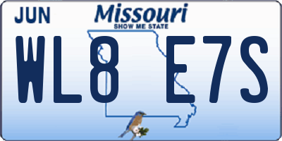 MO license plate WL8E7S
