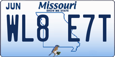 MO license plate WL8E7T