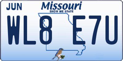 MO license plate WL8E7U