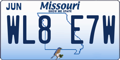 MO license plate WL8E7W