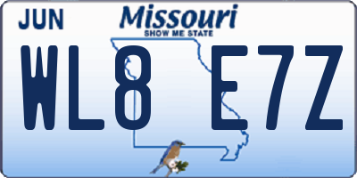 MO license plate WL8E7Z