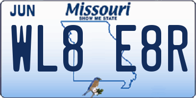 MO license plate WL8E8R