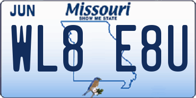 MO license plate WL8E8U