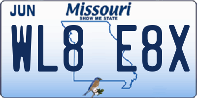 MO license plate WL8E8X