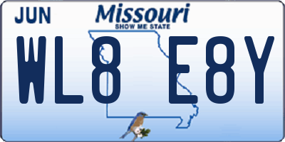 MO license plate WL8E8Y