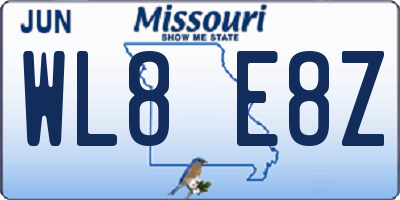 MO license plate WL8E8Z