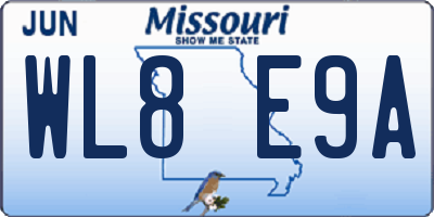 MO license plate WL8E9A