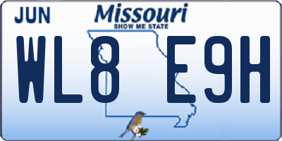 MO license plate WL8E9H