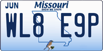 MO license plate WL8E9P