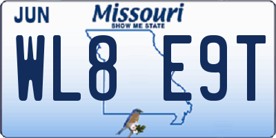MO license plate WL8E9T