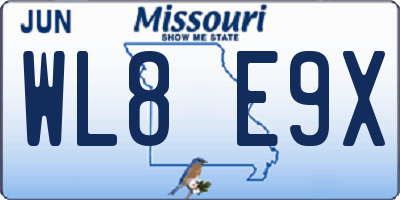 MO license plate WL8E9X