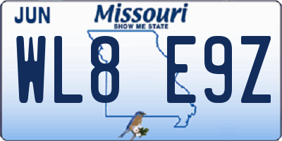 MO license plate WL8E9Z