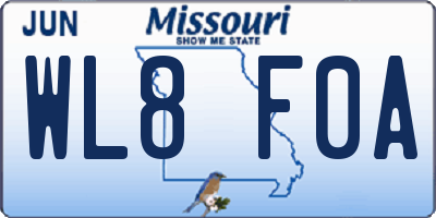 MO license plate WL8F0A