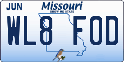 MO license plate WL8F0D