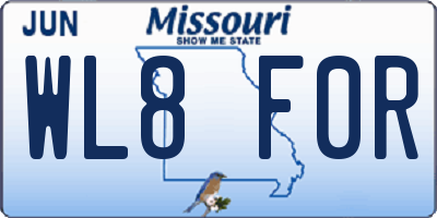 MO license plate WL8F0R