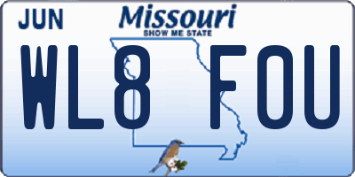 MO license plate WL8F0U