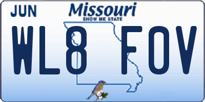 MO license plate WL8F0V