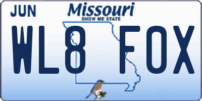 MO license plate WL8F0X