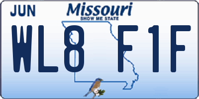 MO license plate WL8F1F