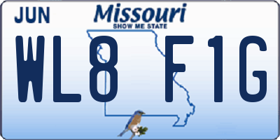 MO license plate WL8F1G