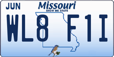 MO license plate WL8F1I