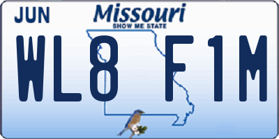 MO license plate WL8F1M