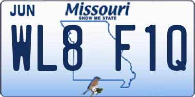 MO license plate WL8F1Q