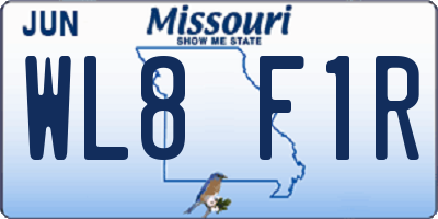MO license plate WL8F1R