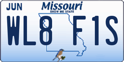 MO license plate WL8F1S