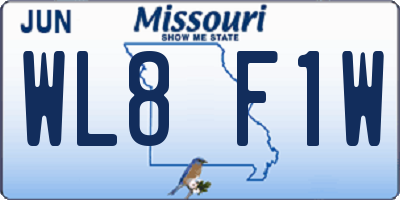 MO license plate WL8F1W