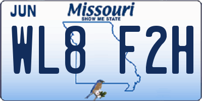 MO license plate WL8F2H