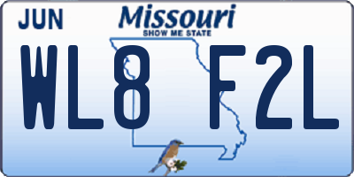 MO license plate WL8F2L