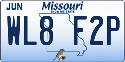 MO license plate WL8F2P