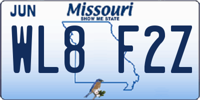 MO license plate WL8F2Z
