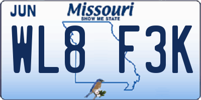 MO license plate WL8F3K