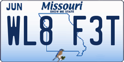 MO license plate WL8F3T
