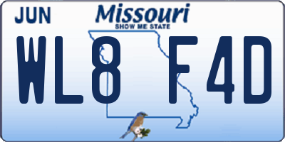 MO license plate WL8F4D
