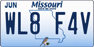 MO license plate WL8F4V